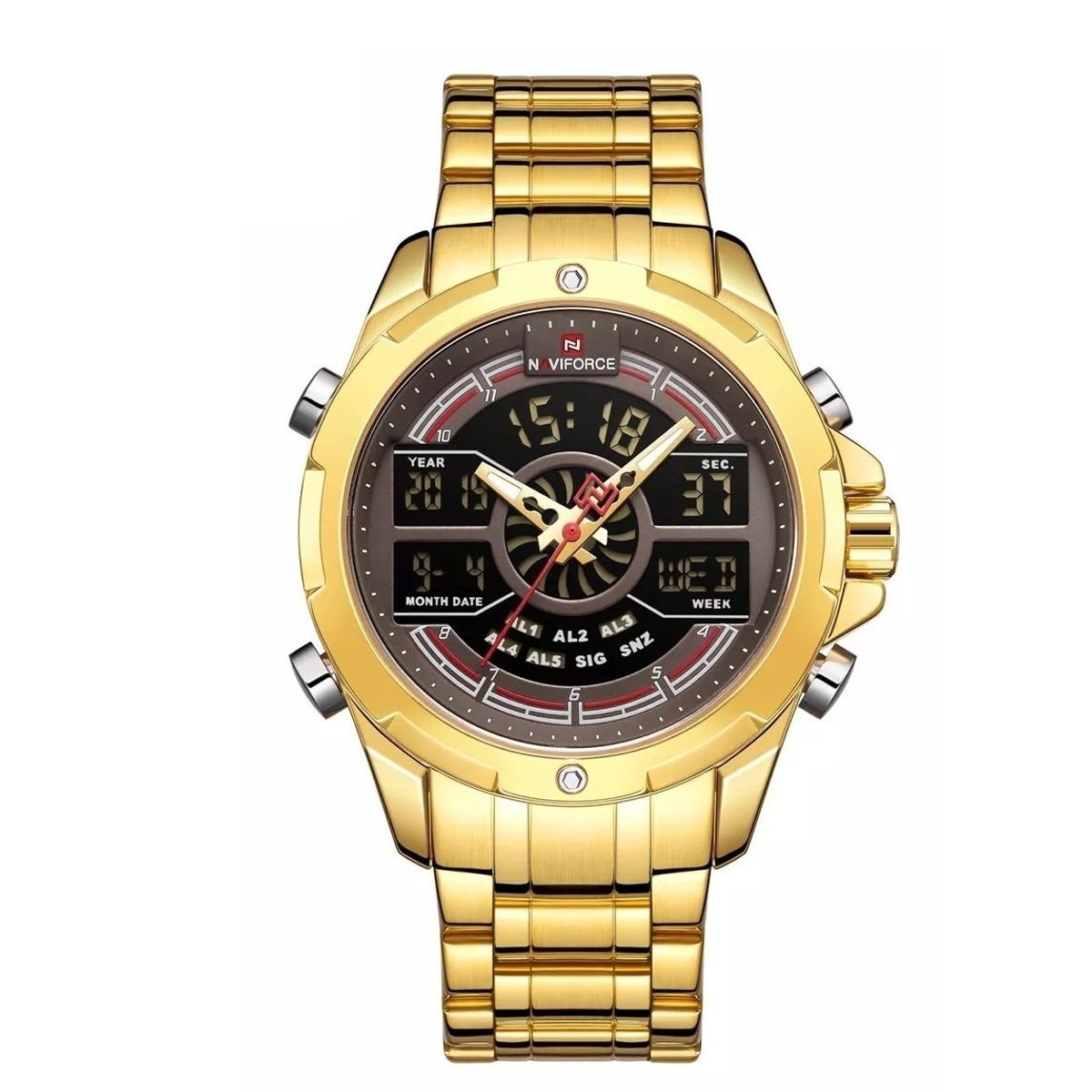 NAVIFORCE - Reloj Naviforce Sport Nf9170 Hombre Digital Acero + Estuche