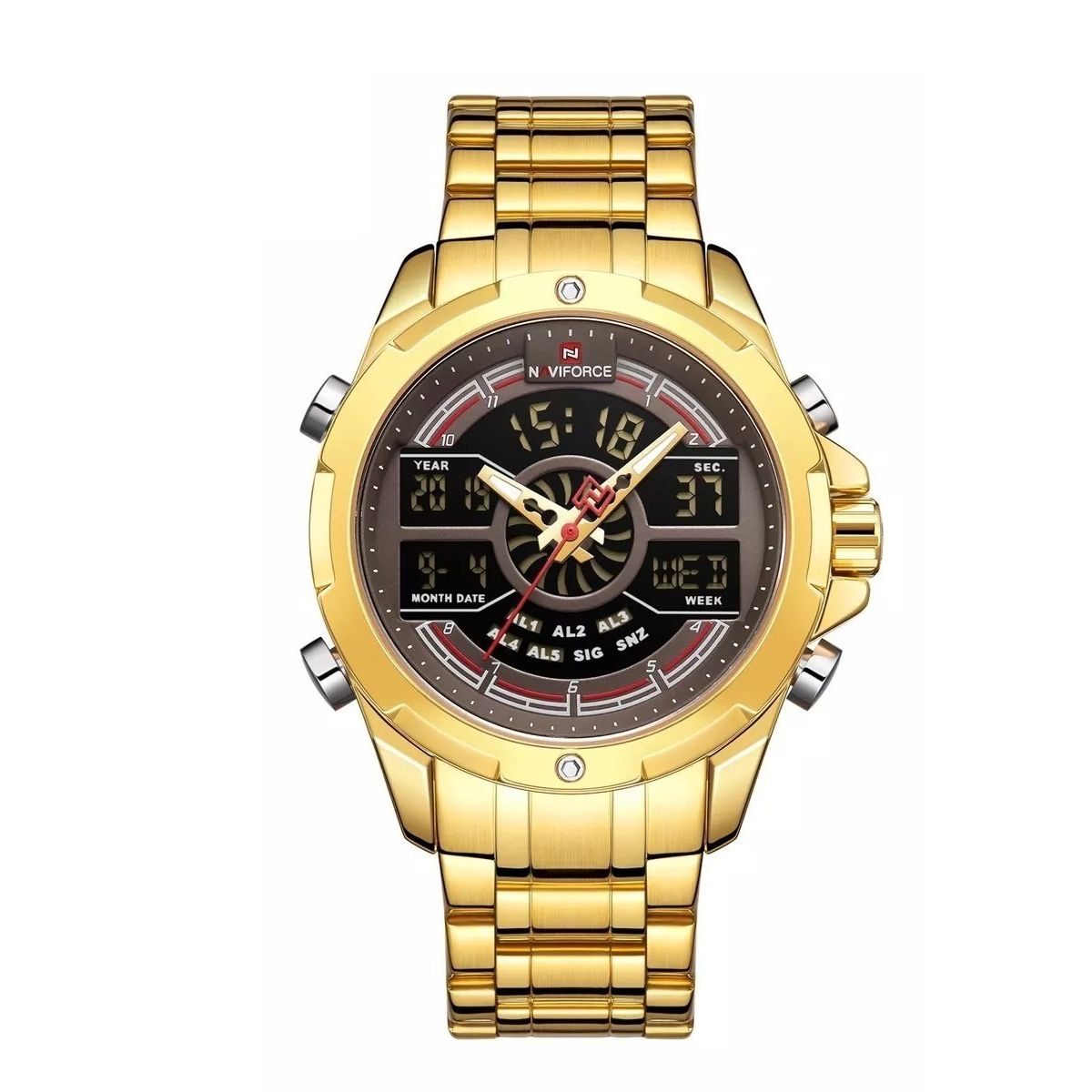 NAVIFORCE - Reloj Naviforce Sport Nf9170 Hombre Digital Acero + Estuche