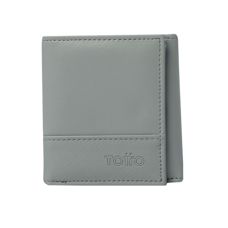 TOTTO - Billetera Rfid Para Hombre Gris Oscuro Saffiano Aq Totto