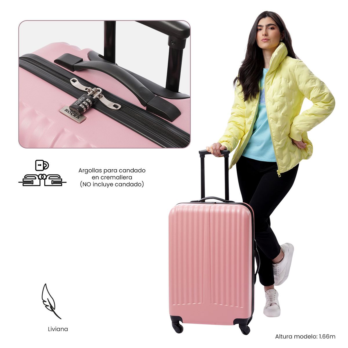 TOTTO - Maleta De Viaje Bodega 23 Kg Rocka Rosa Claro Totto