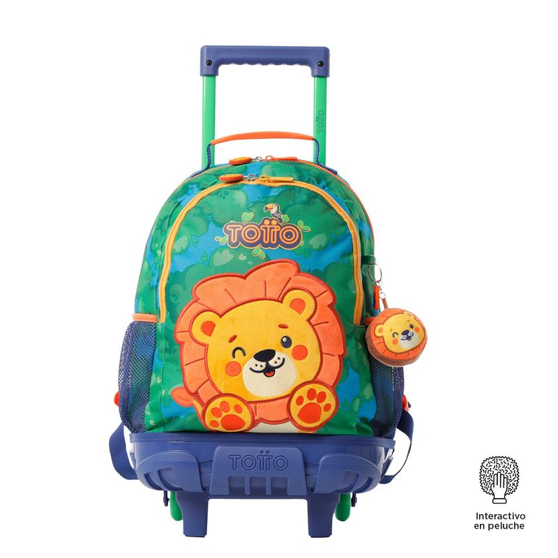 TOTTO - Morral Escolar con Ruedas Para Niño Azul Little Lion Totto