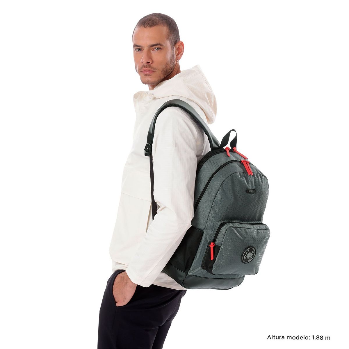 TOTTO - Morral Mochila Para Hombre Porta Pc Negro Spider Black Totto