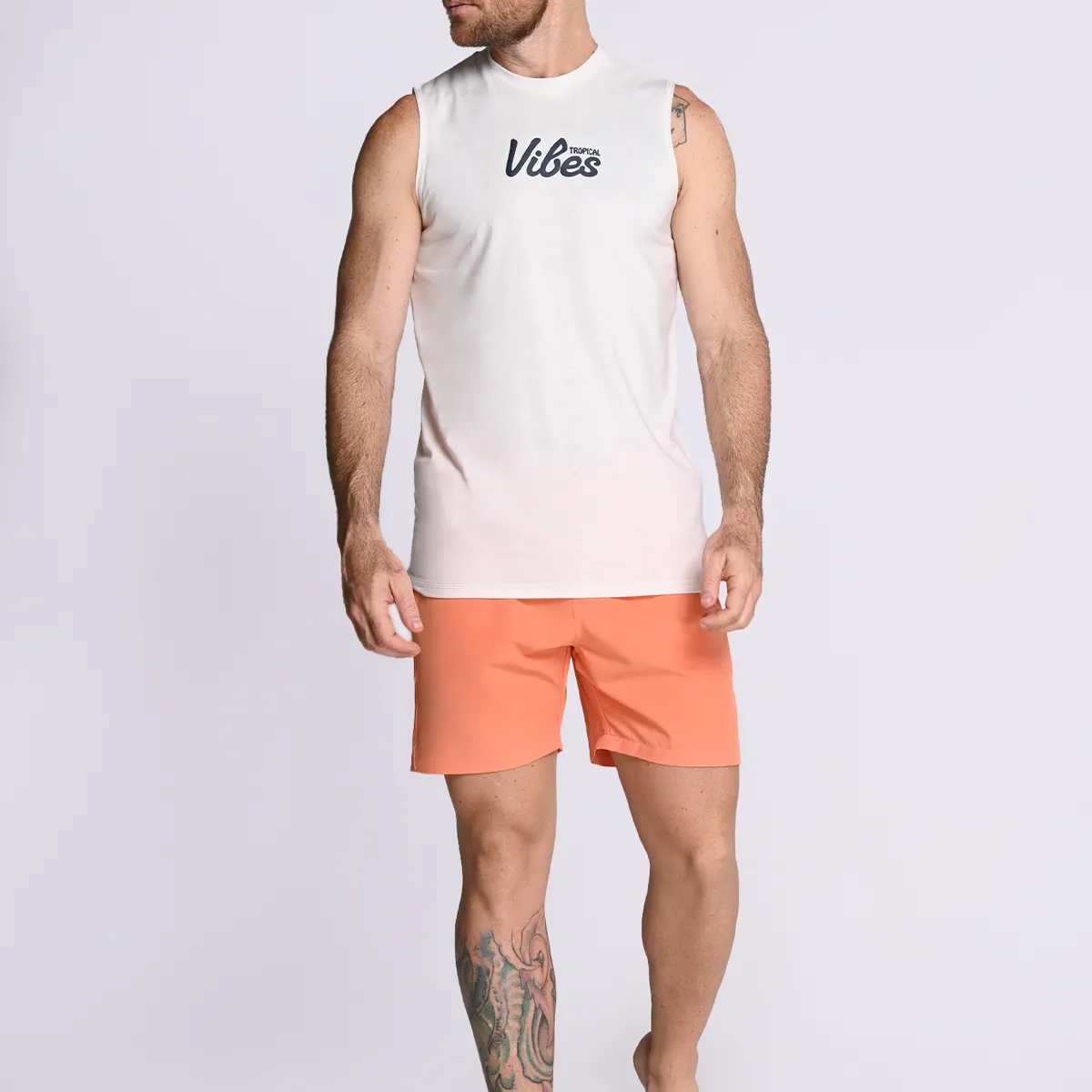 BELIFE - Pantaloneta Playera Con Malla Interna Naranja en Poliéster Para Hombre