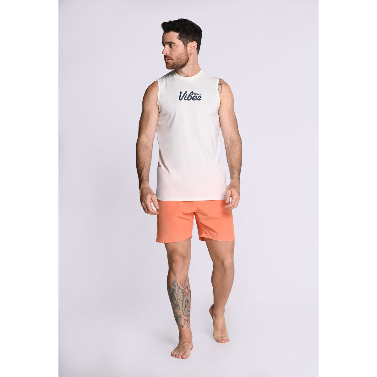 BELIFE - Pantaloneta Playera Con Malla Interna Naranja en Poliéster Para Hombre