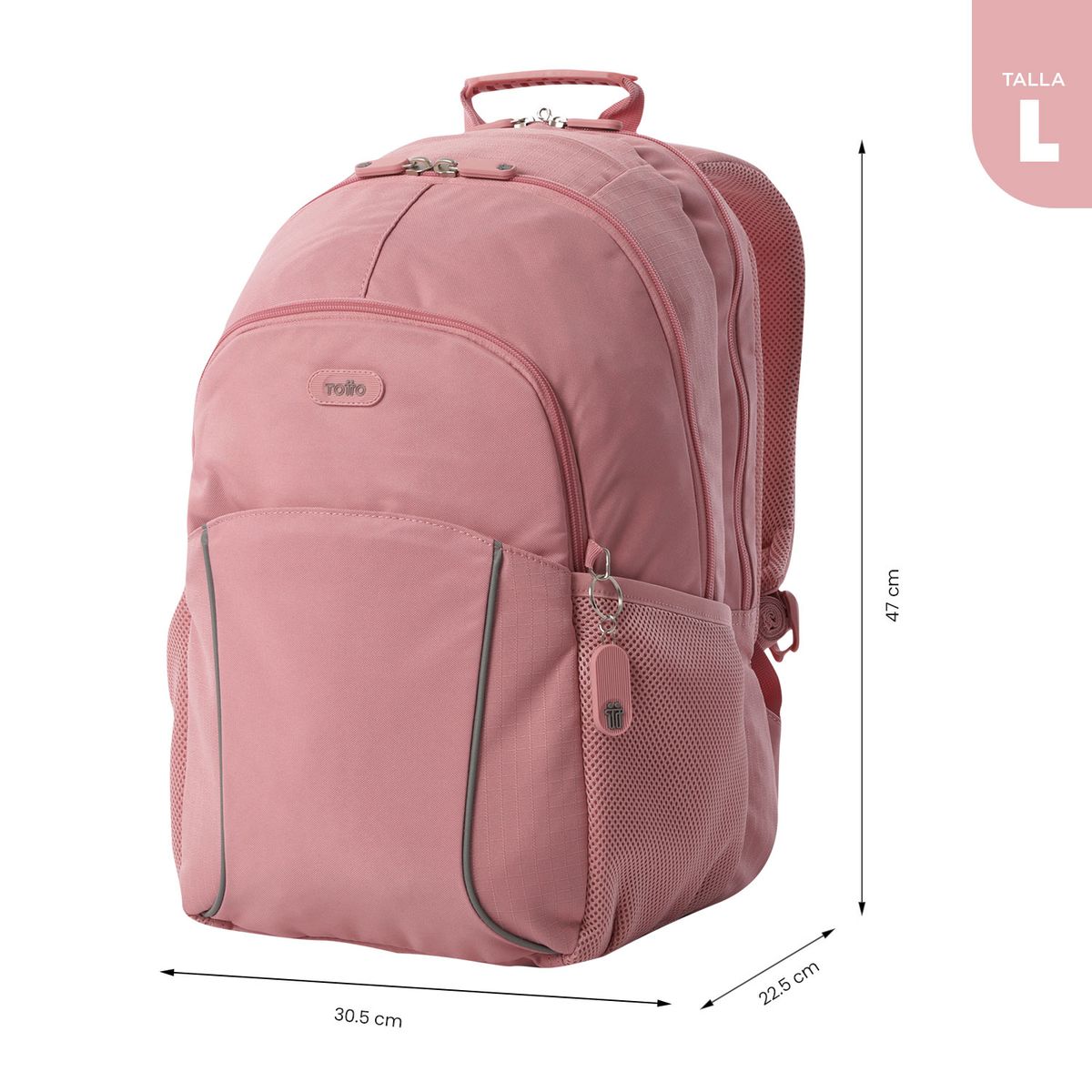 TOTTO - Morral Mochila Para Mujer Porta Pc Rosa Claro Cambri Totto