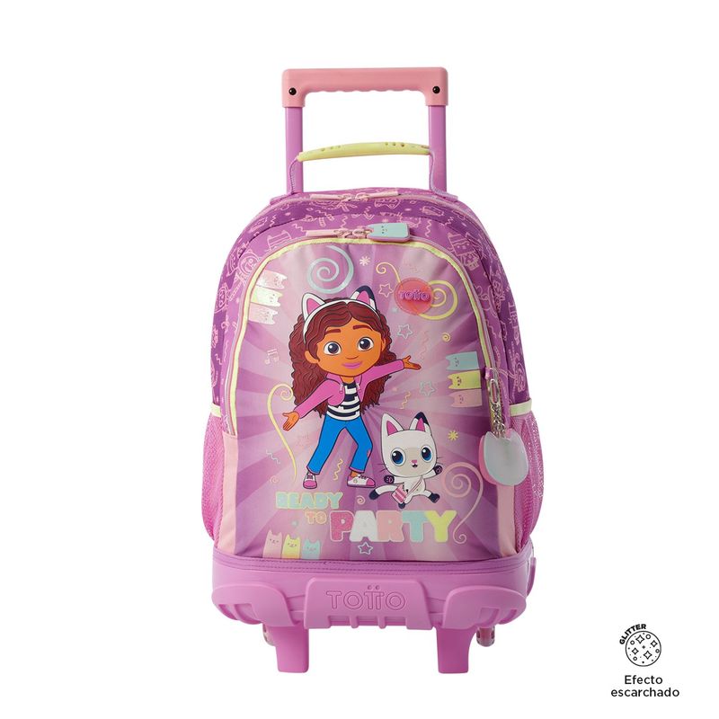 TOTTO - Morral Escolar con Ruedas Para Niña Gabbys Party Totto