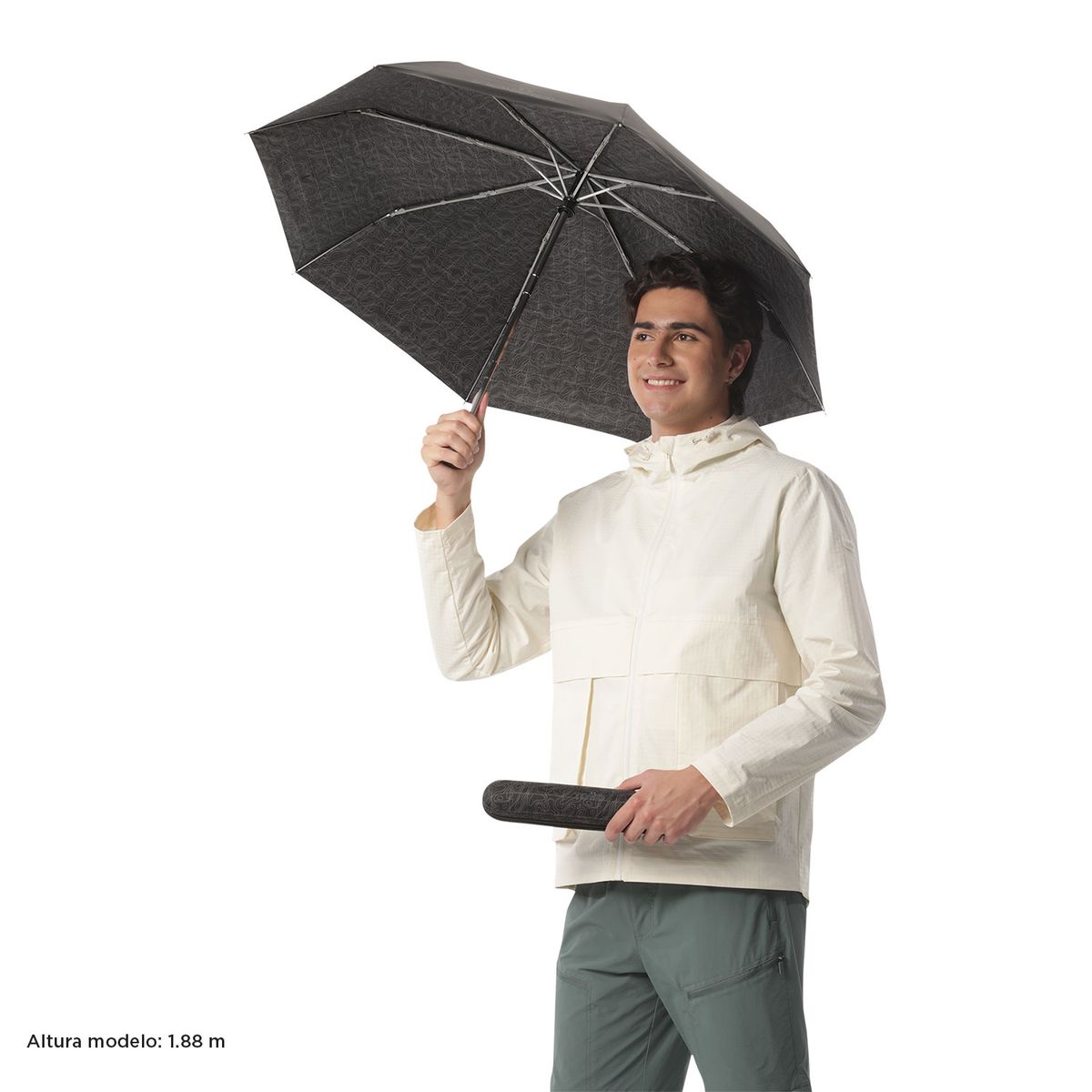TOTTO - Sombrilla Hombre Negro De Lluvia Umbre Totto