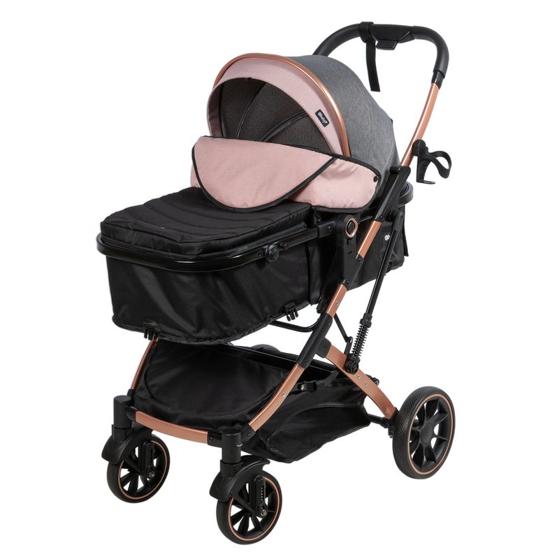EBABY - Coche Moisés Plegado Compacto Ebaby Shiro Rosa