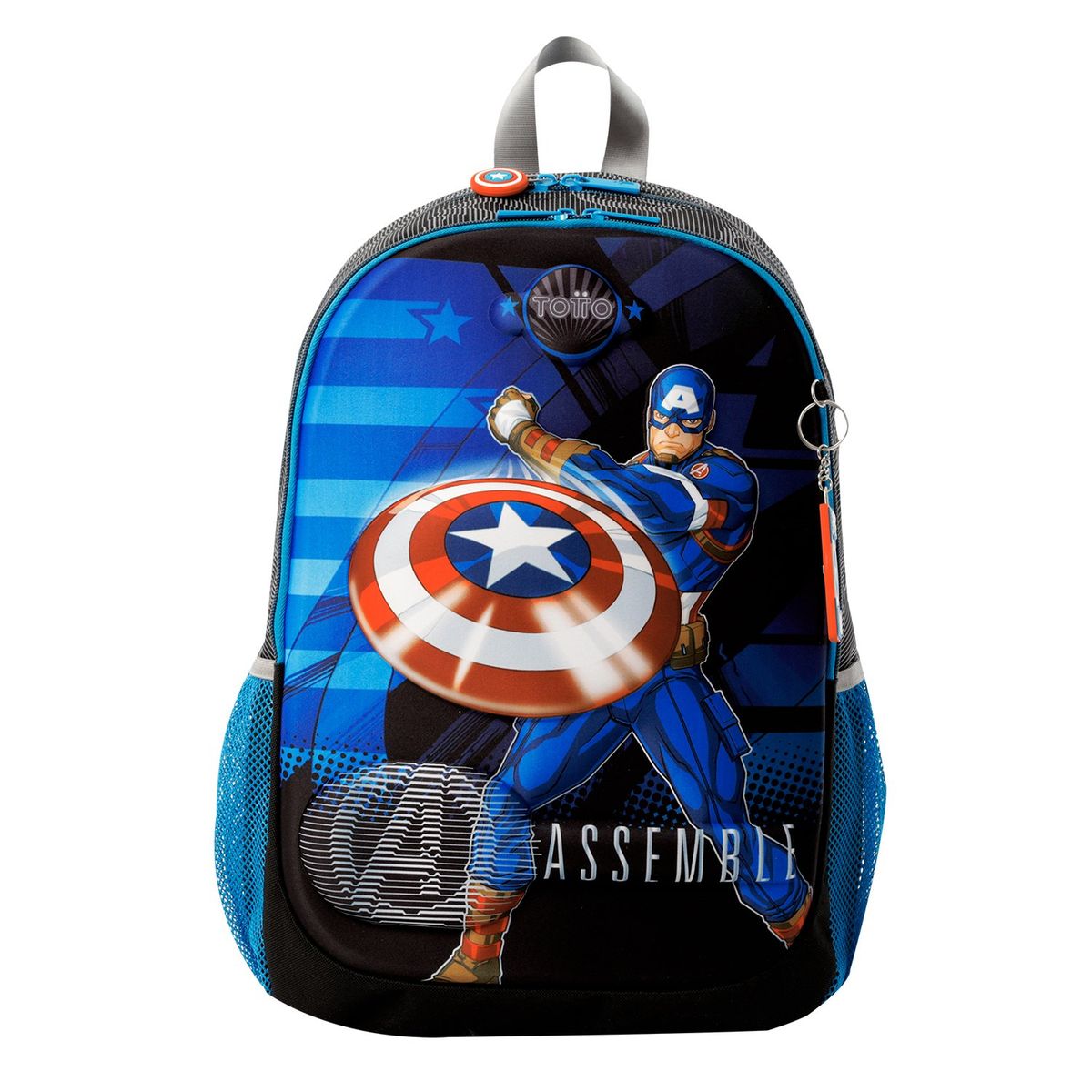 TOTTO - Morral Mochila Escolar Para Niño Gris Avengers Cap L Totto