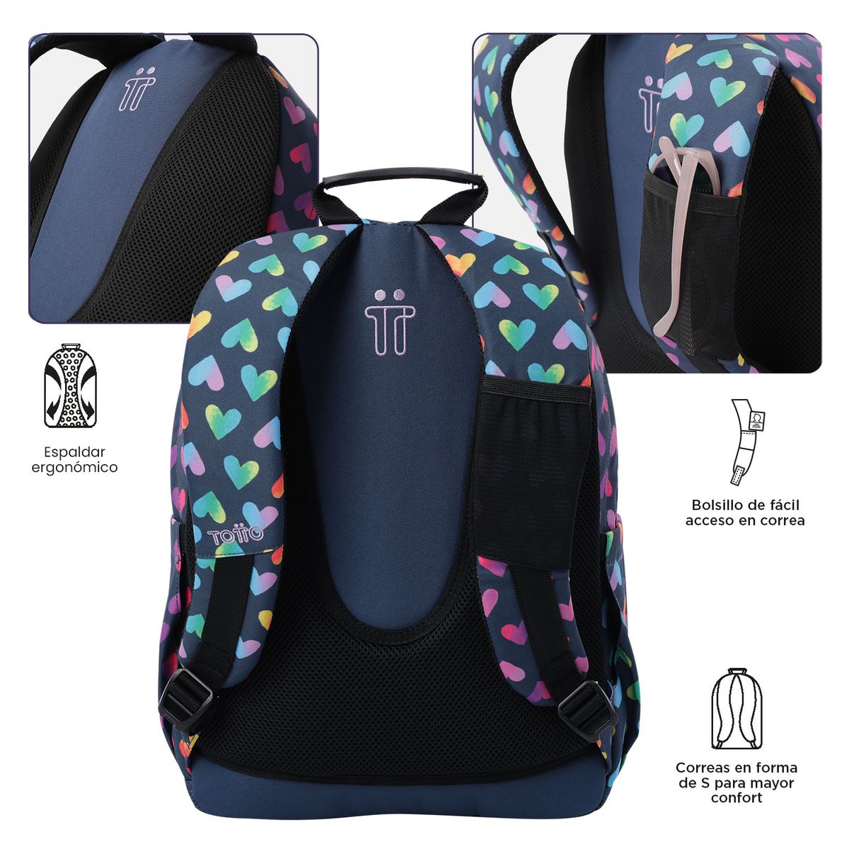 TOTTO - Morral Mochila Para Mujer Porta Pc Acuarela Totto