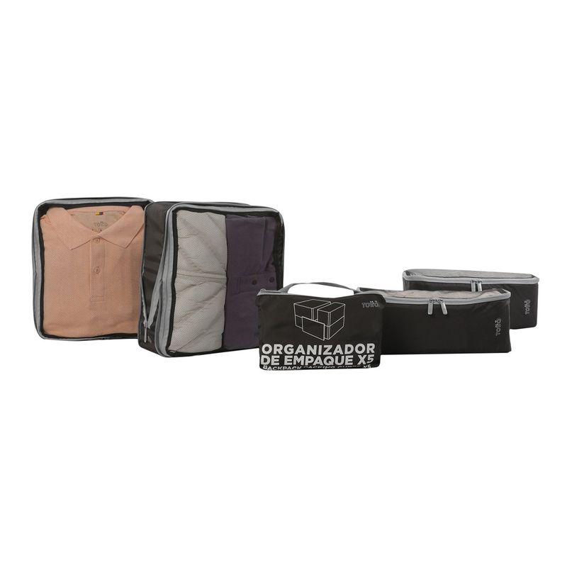 TOTTO - Organizador Set X5 Viaje Negro Hombre Packing Totto