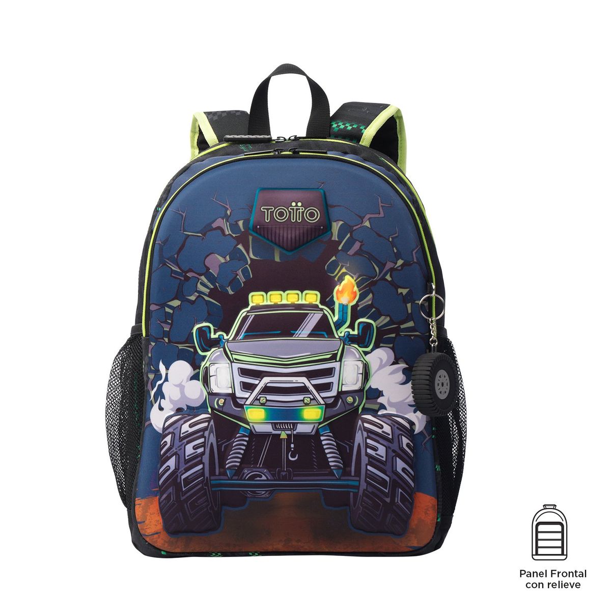 TOTTO - Morral Mochila Escolar Para Niño Negro Monster Race L Totto