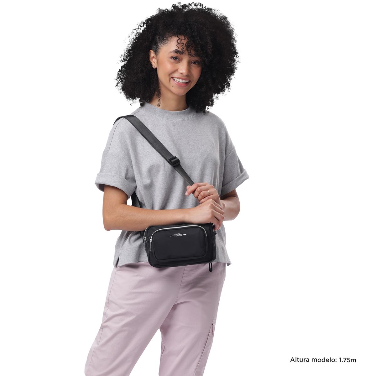TOTTO - Bolso Cartera Canguro 3 en 1 Para Mujer Negro Funty Totto