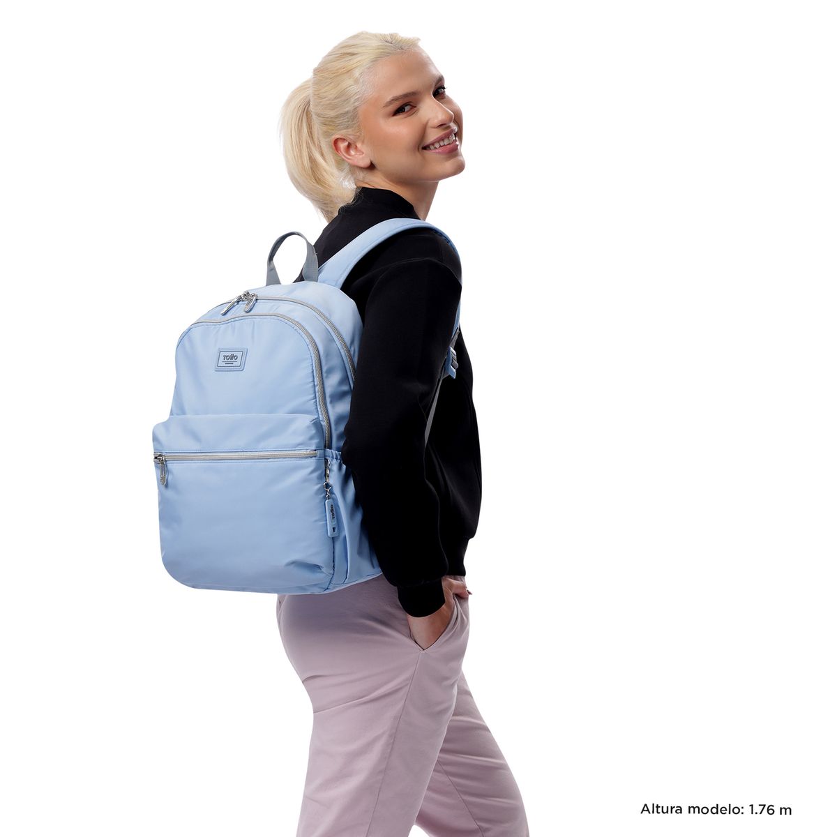 TOTTO - Morral Mochila Para Mujer Porta Pc Azul Claro Aynatto Totto