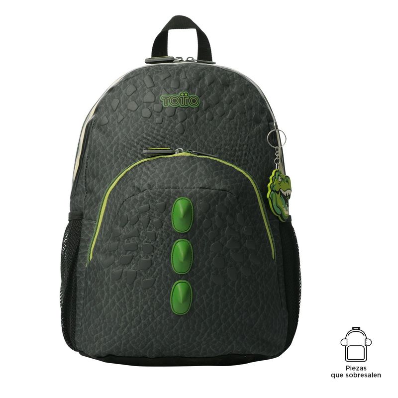 TOTTO - Morral Mochila Escolar Para Niño Gris Dinoland M Totto