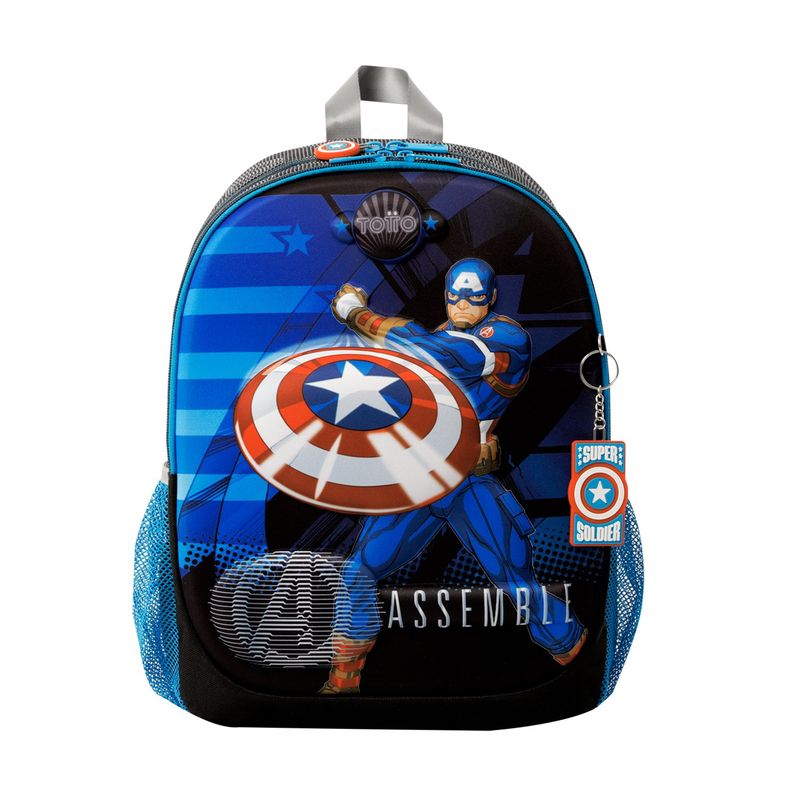 TOTTO - Morral Mochila Escolar Para Niño Gris Avengers Cap M Totto