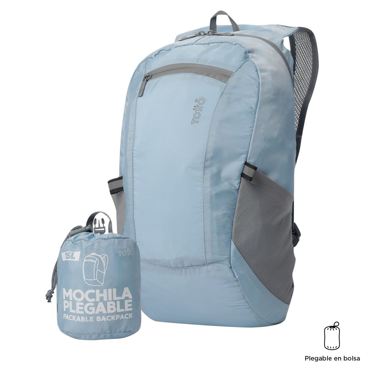 TOTTO - Morral Plegable Para Mujer Azul Claro Troker Totto