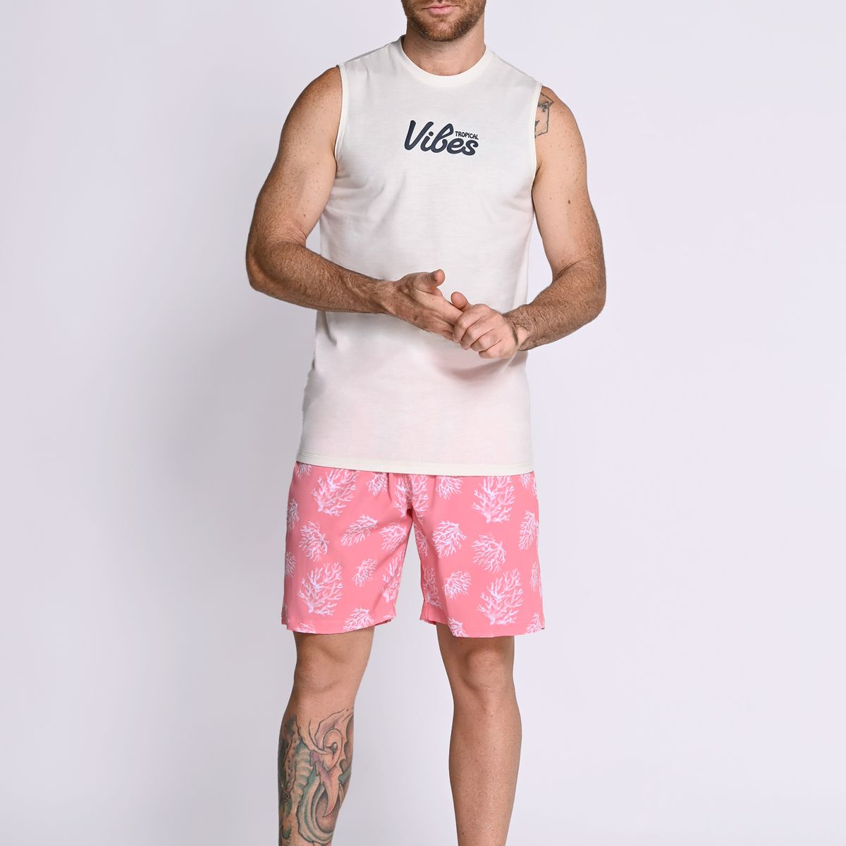 BELIFE - Pantaloneta Playera Con Malla Interna Naranja en Poliéster Para Hombre