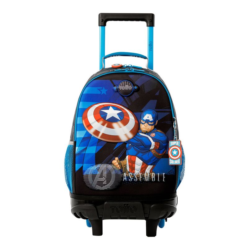 TOTTO - Morral  Escolar con Ruedas para Niño Gris Avengers Cap Totto