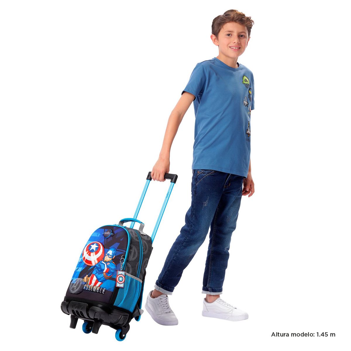 TOTTO - Morral  Escolar con Ruedas para Niño Gris Avengers Cap Totto