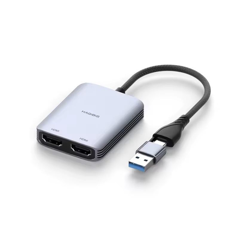 GENERICO - Adaptador Hagibis USB 3,0 o USB C A HDMI Dual 1080P 60Hz