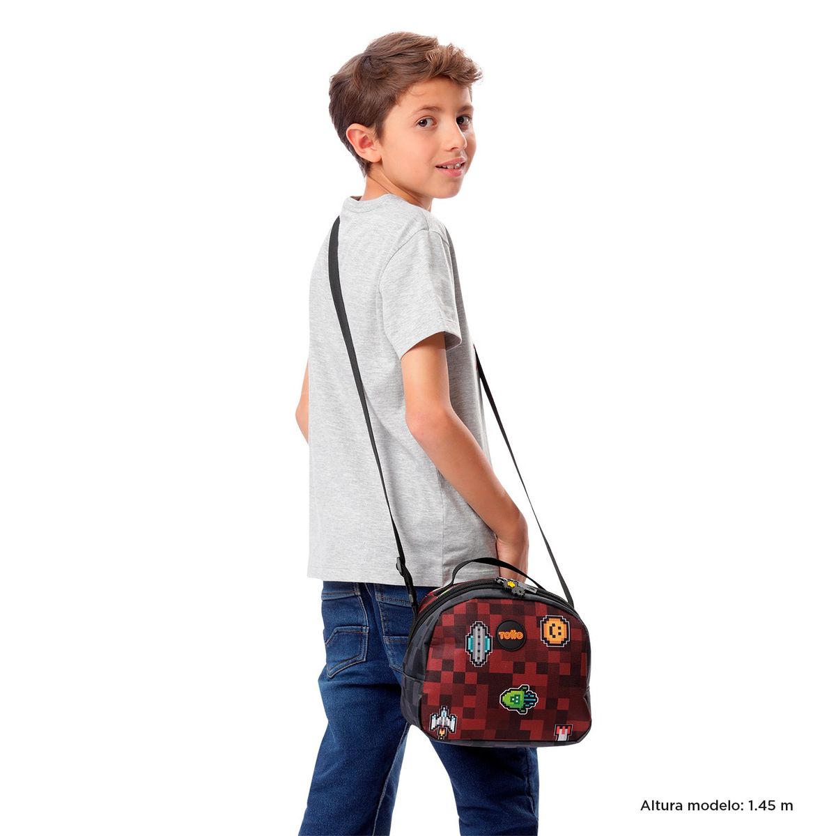 TOTTO - Lonchera Con Portacomida Para Niño Rojo Digibot M Totto