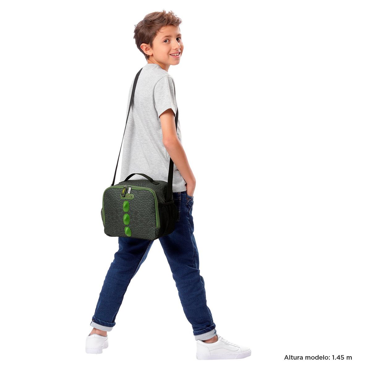 TOTTO - Lonchera Con Portacomida Para Niño Gris Dinoland L Totto