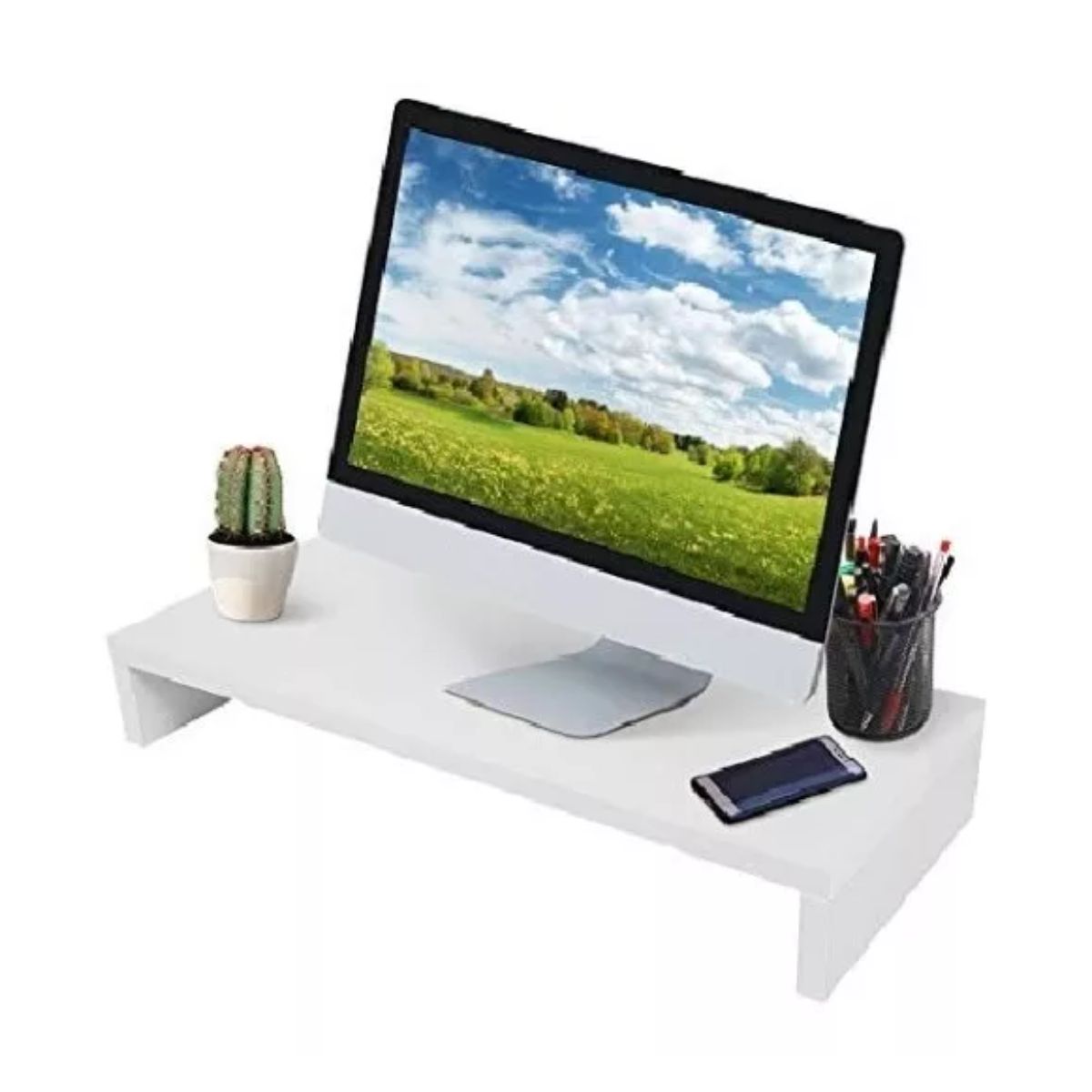 GENERICO - Soporte Para Monitor de Escritorio Funcional Moderno Color Blanco