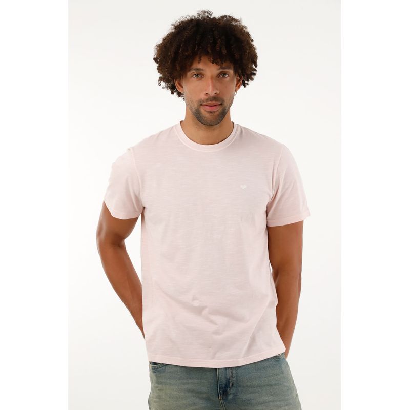 TENNIS - Camiseta manga corta rosada para hombre