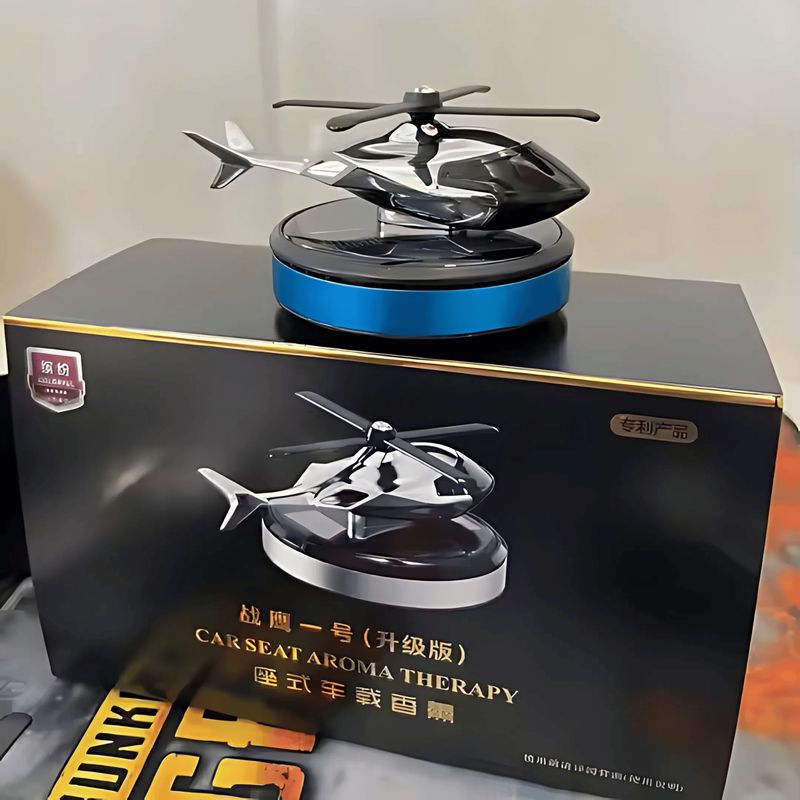 GENERICO - Ambientador Solar Auto Helicóptero Giratorio De Lujo Azul
