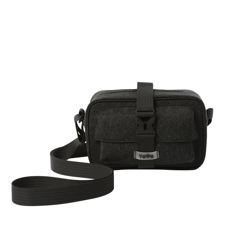 TOTTO - Bolso Manos Libres con Hebilla Para Hombre Negro Knit Totto