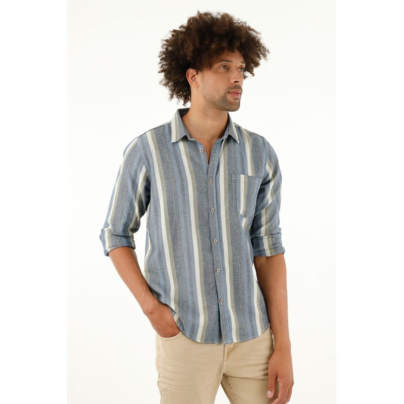TENNIS - Camisa manga larga a rayas de color para hombre