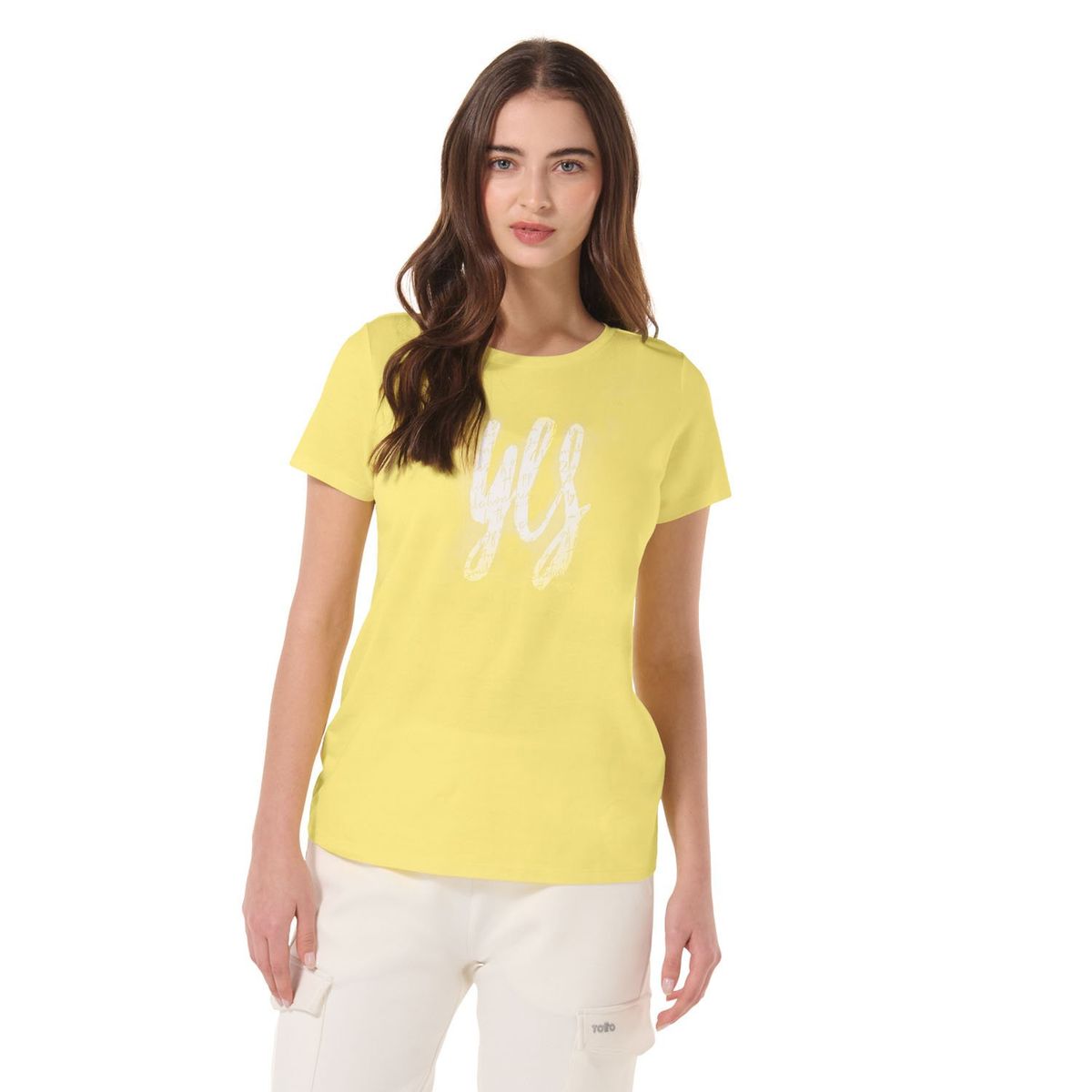 TOTTO - Camiseta Estampada Para Mujer Amarillo Dusti Totto