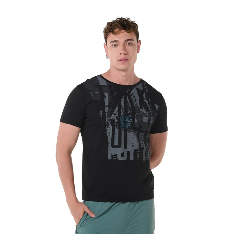 TOTTO - Camiseta Estampada Para Hombre Negro Atena Totto