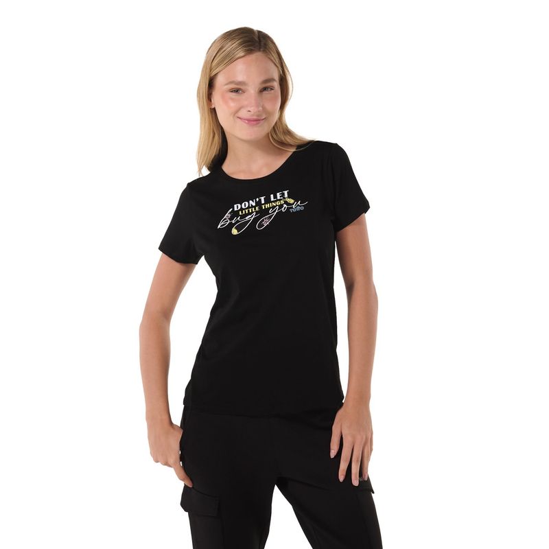 TOTTO - Camiseta Estampada Para Mujer Negro Dusti Totto