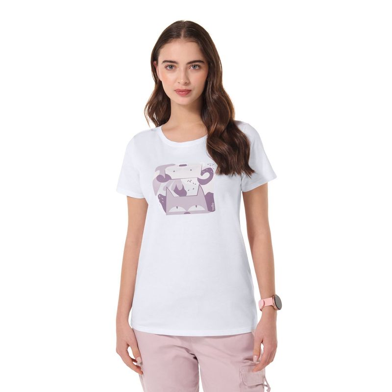TOTTO - Camiseta Estampada Para Mujer Blanco Dusti Totto