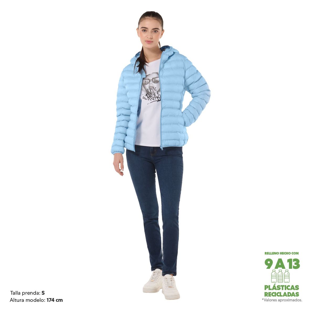 TOTTO - Chaqueta Acolchada Para Mujer Azul Colorfull Pro Totto
