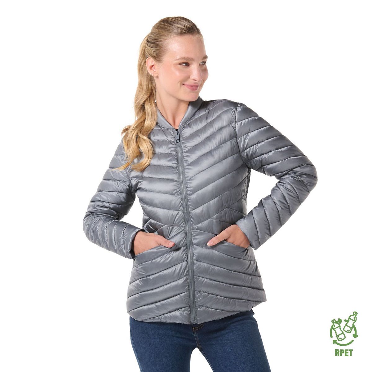 TOTTO - Chaqueta Acolchada Liviana Para Mujer Gris Owens Totto