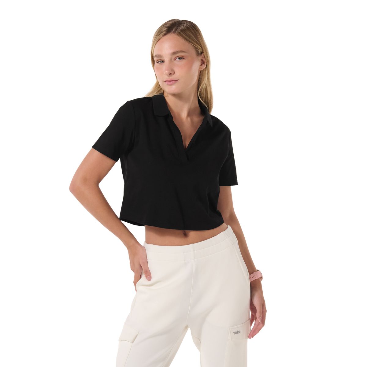 TOTTO - Camiseta Tipo Polo Para Mujer Negro Saba Totto