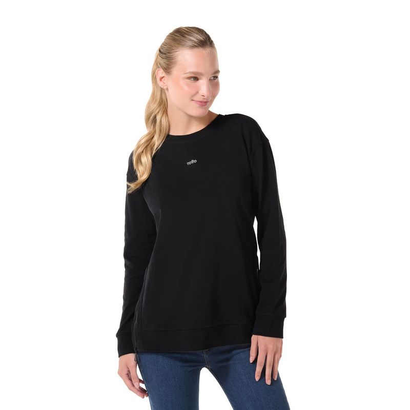 TOTTO - Buzo Para Mujer Liviano Negro Biznaga Totto