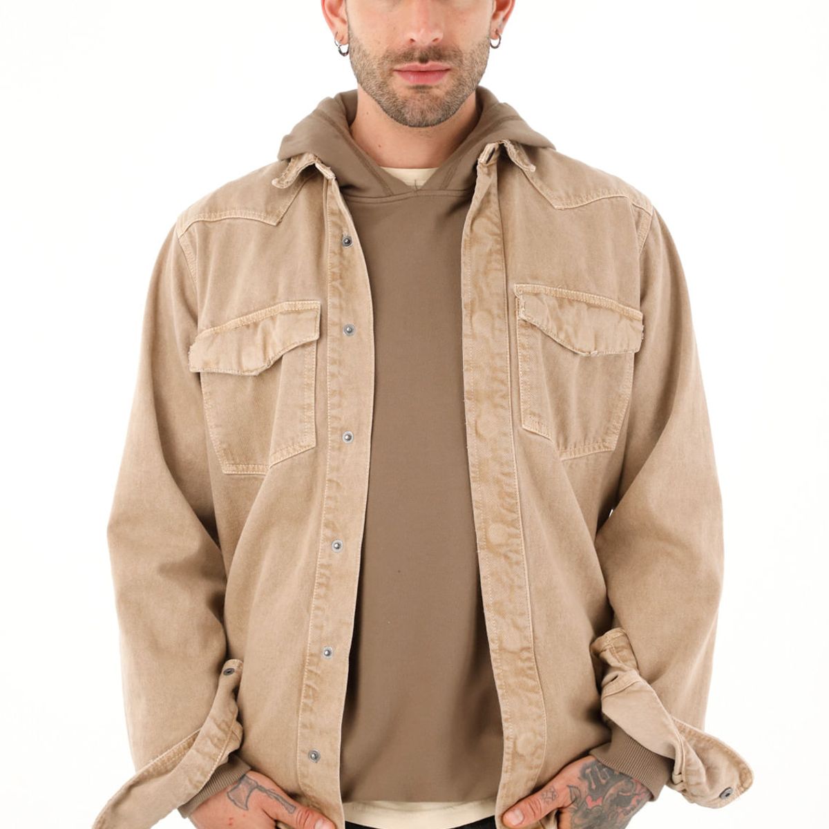 TENNIS - Camisa crudo con estampado en espalda para hombre