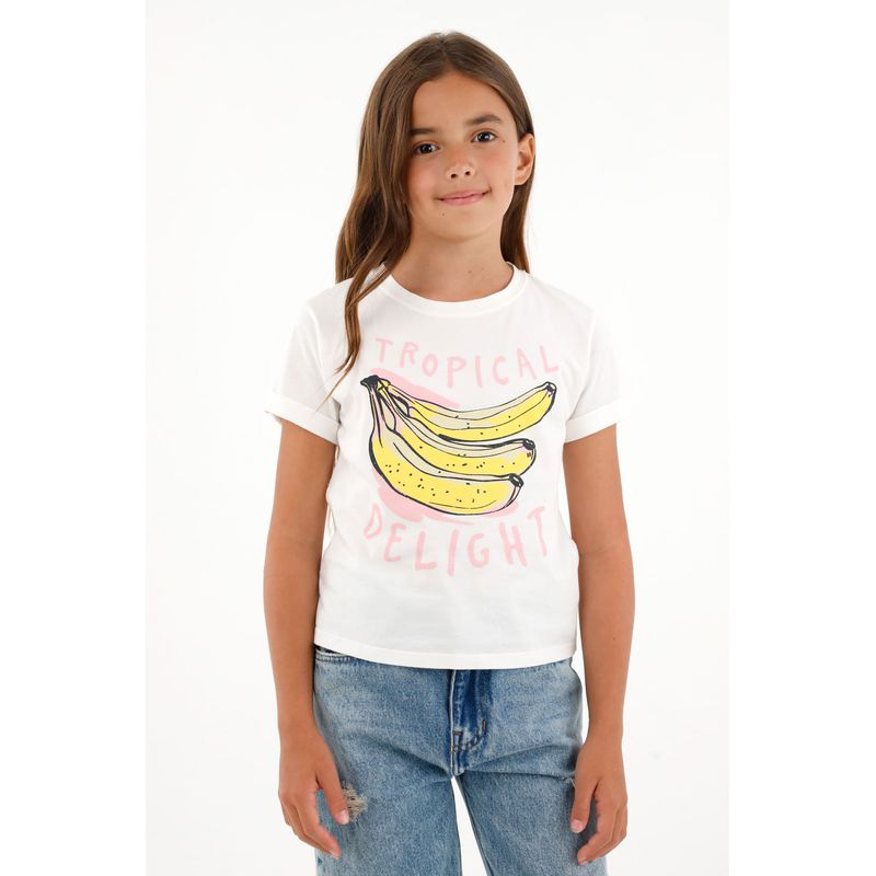 TENNIS - Camiseta crudo cuello redondo estampada para niña
