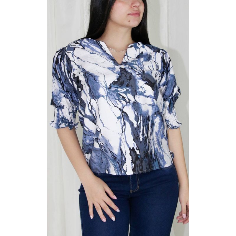 L Y H - Blusa Para Mujer Manga 34 Azul Marca L&H