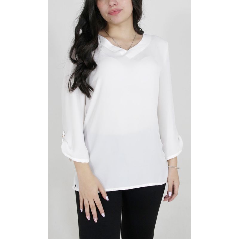L Y H - Blusa Para Mujer Manga 34 Blanco Marca L&H