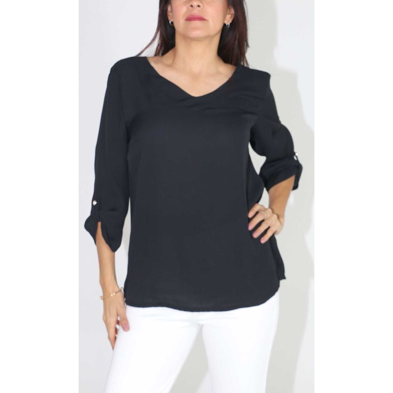 L Y H - Blusa Para Mujer Manga 34 Negro Marca L&H
