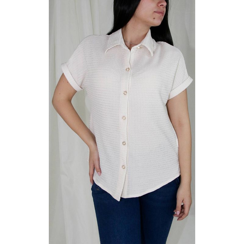 L Y H - Blusa Para Mujer Manga Corta Beige Marca L&H