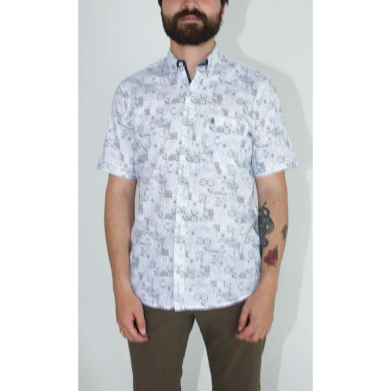 L Y H - Camisa Para Hombre Manga Corta Blanco Marca L&H