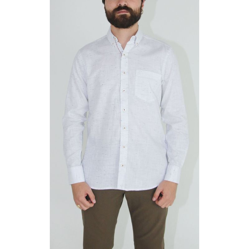 L Y H - Camisa Para Hombre Manga Larga Blanco Marca L&H