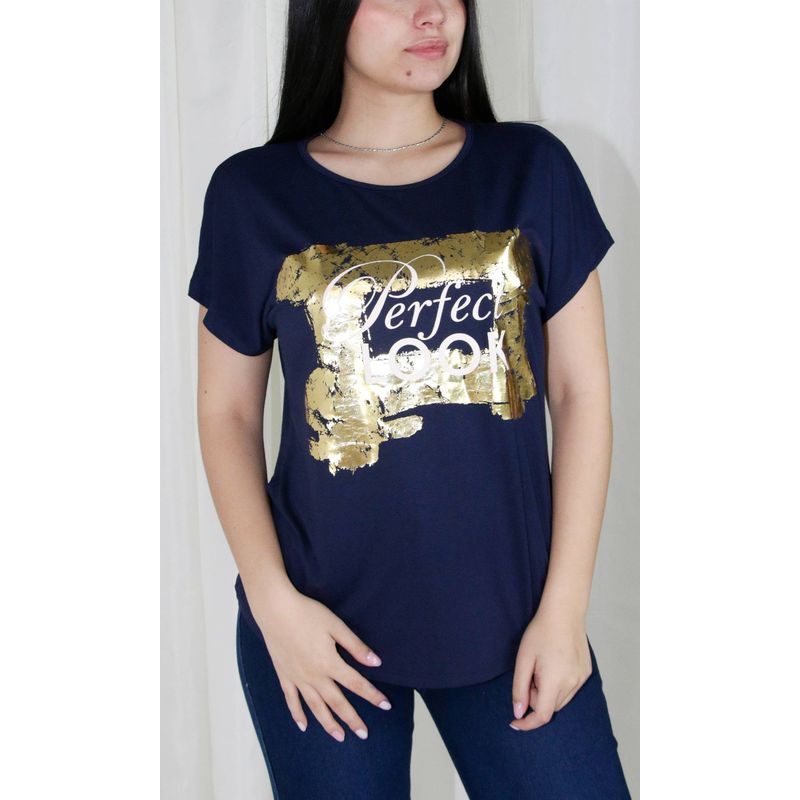 L Y H - Camiseta Para Mujer Manga Corta Azul Marca L&H