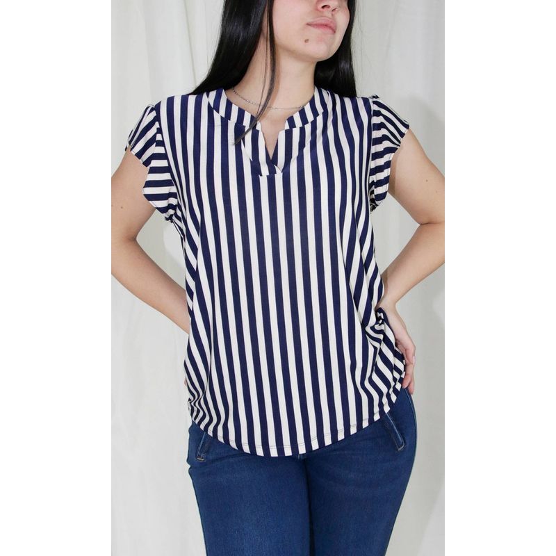 L Y H - Camiseta Para Mujer Manga Corta Azul Marca L&H